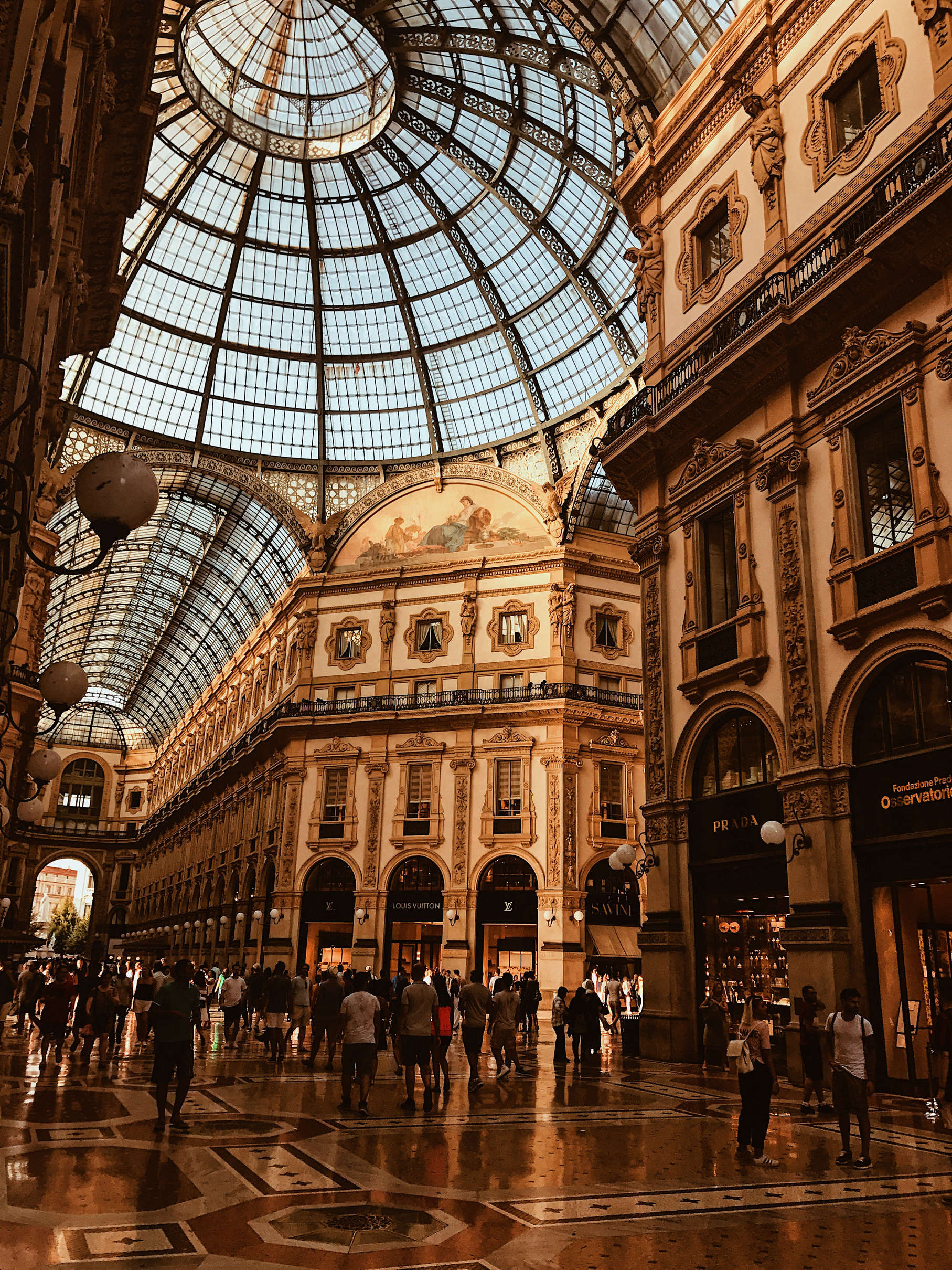 Arched building and domed roof of Galleria Vittorio Emanuele II